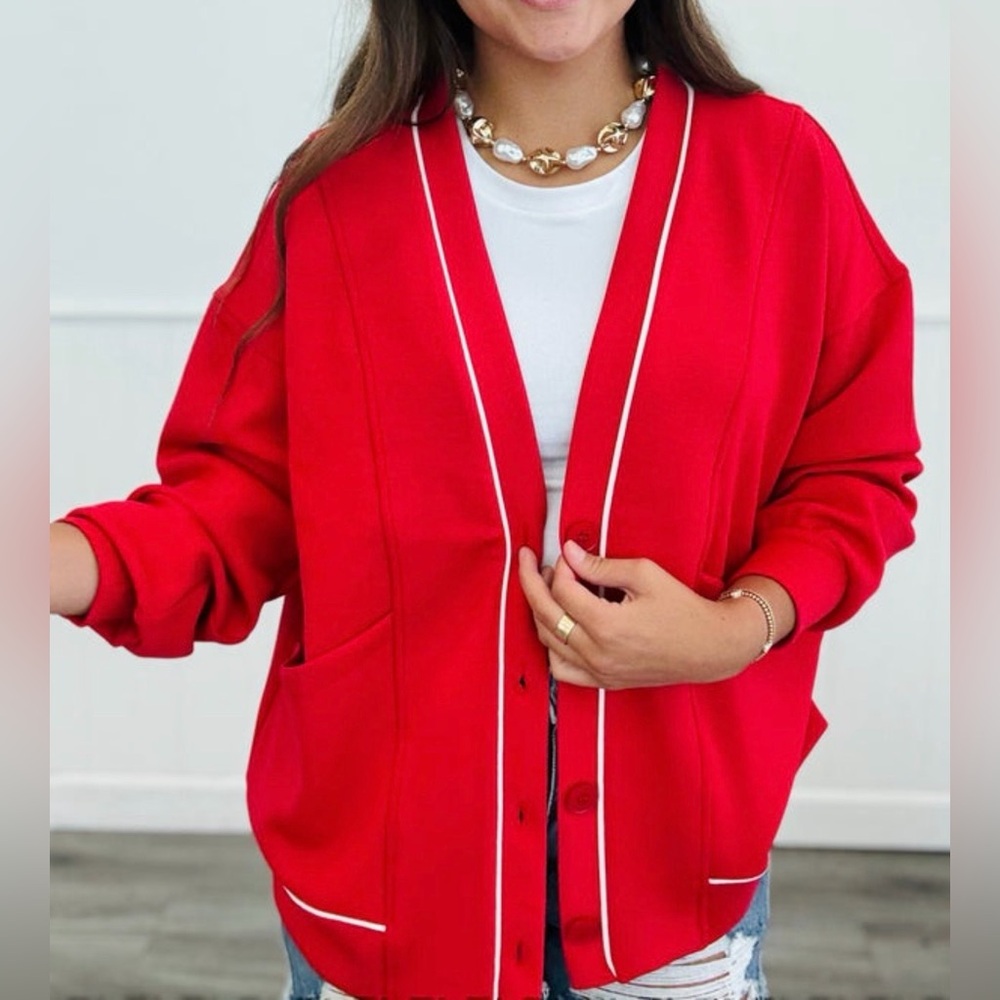 NWT Rae Mode Scuba Red Cardigan.